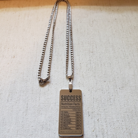 "SUCCESS" Nutrition Facts Pendant Necklace - Picture 5 of 7